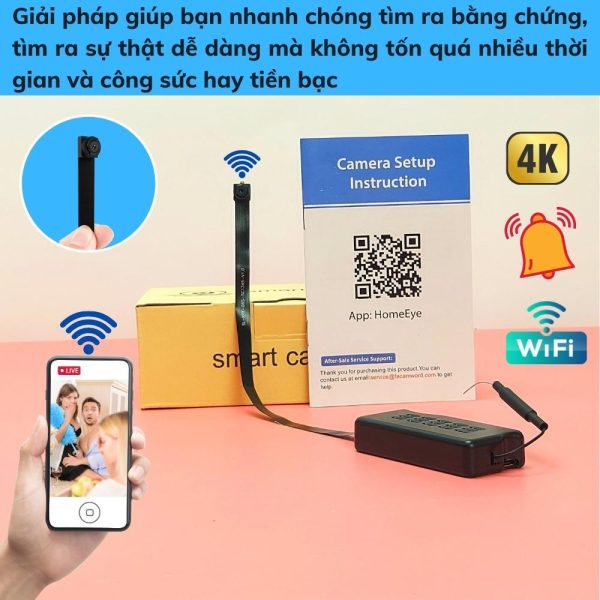 Alternative view of Camera ngụy trang siêu nhỏ HQX99 kết nối wifi xem trực tiếp từ xa qua điện thoại