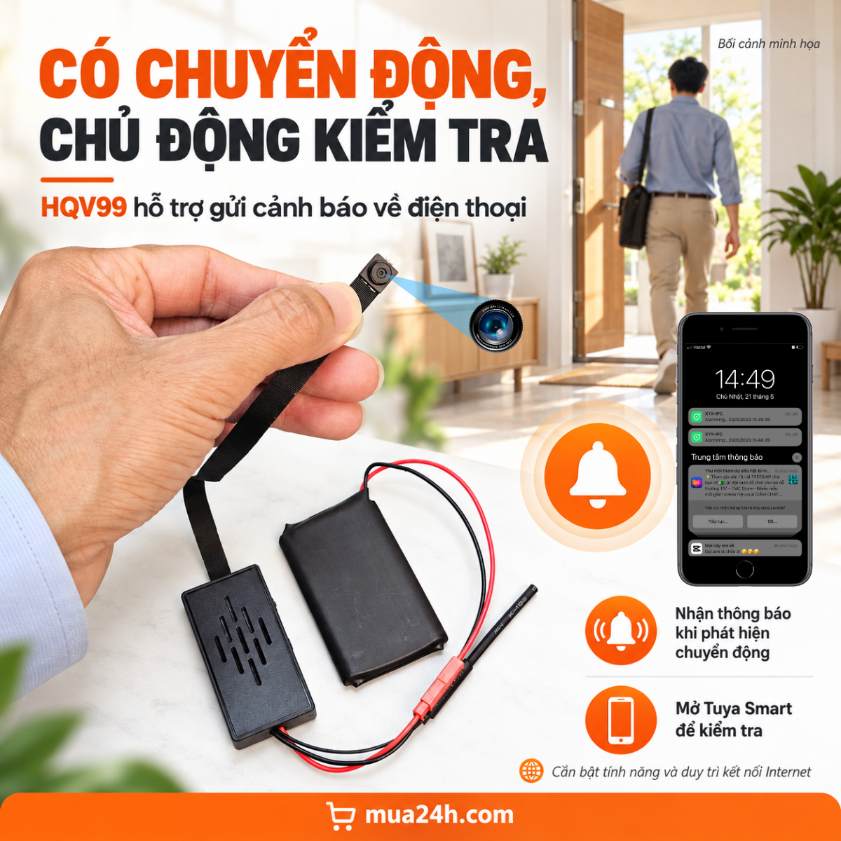 Camera Mini HQV99 Tuya Smart 1080P – Xem Từ Xa, Ghi Lại Sự Việc Để Làm Rõ Sự Thật
