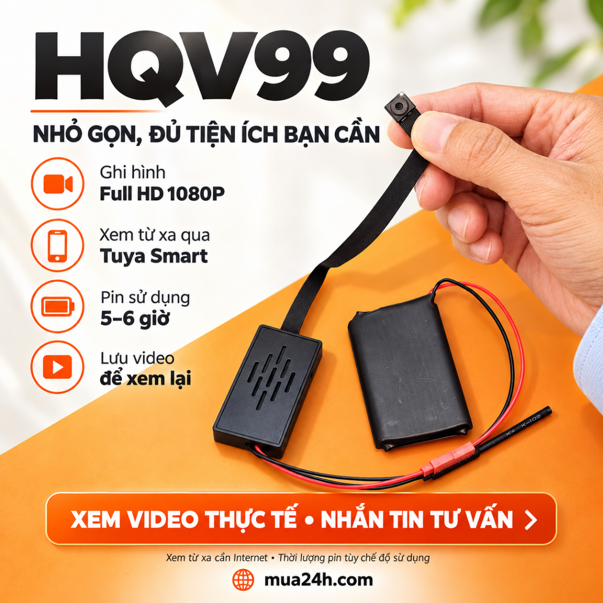 Camera Mini HQV99 Tuya Smart 1080P – Xem Từ Xa, Ghi Lại Sự Việc Để Làm Rõ Sự Thật