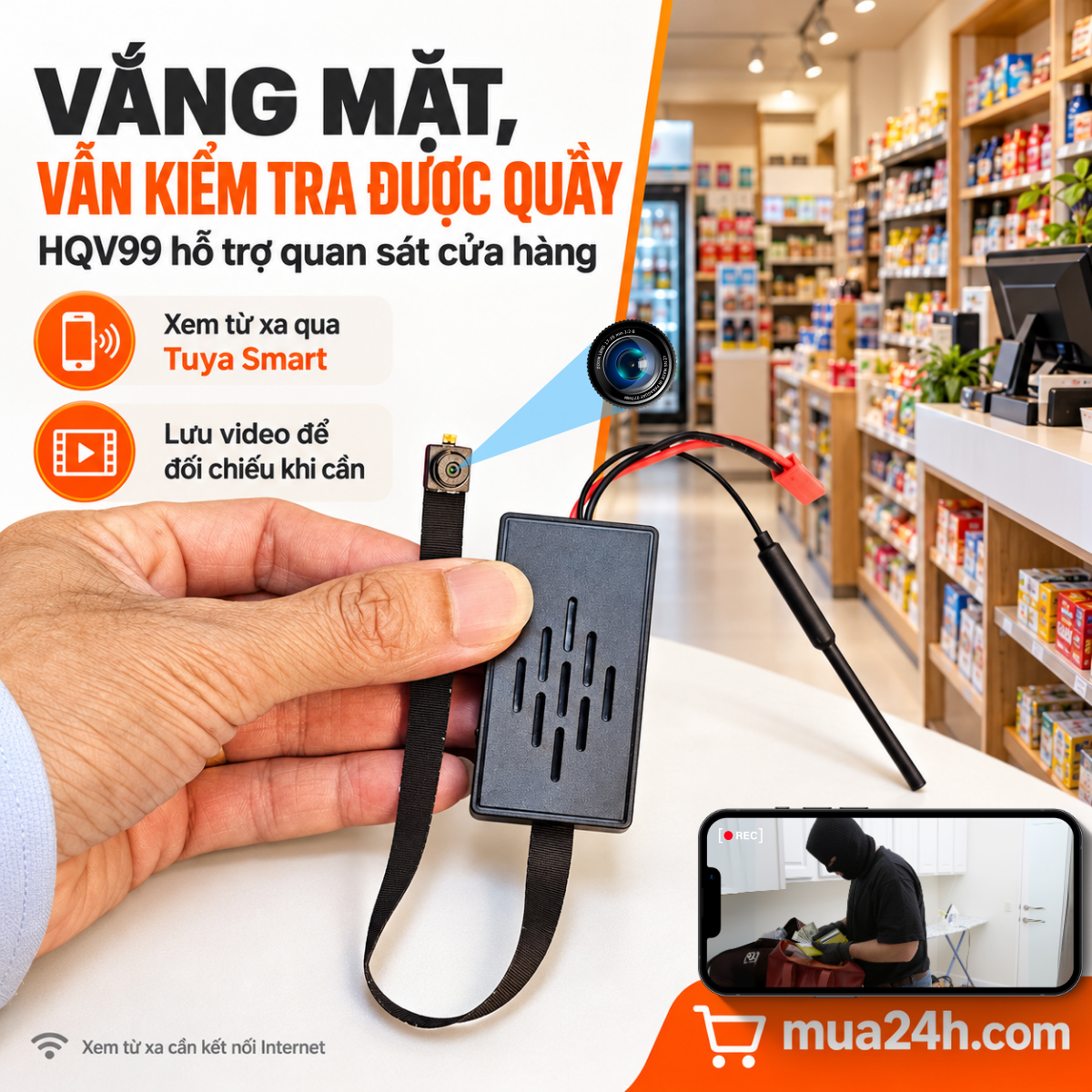 Camera Mini HQV99 Tuya Smart 1080P – Xem Từ Xa, Ghi Lại Sự Việc Để Làm Rõ Sự Thật